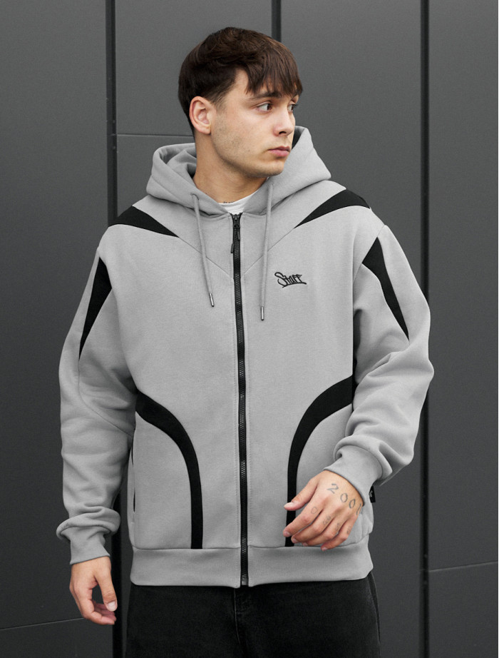 Bluza Staff gray & black logo oversize fleece