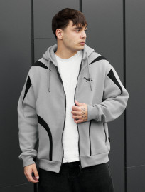 Bluza Staff gray & black logo oversize fleece