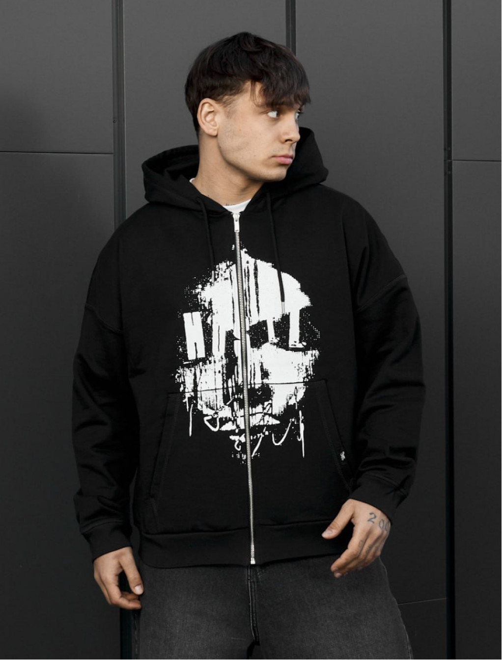 Bluza Staff x Husll face zip oversize