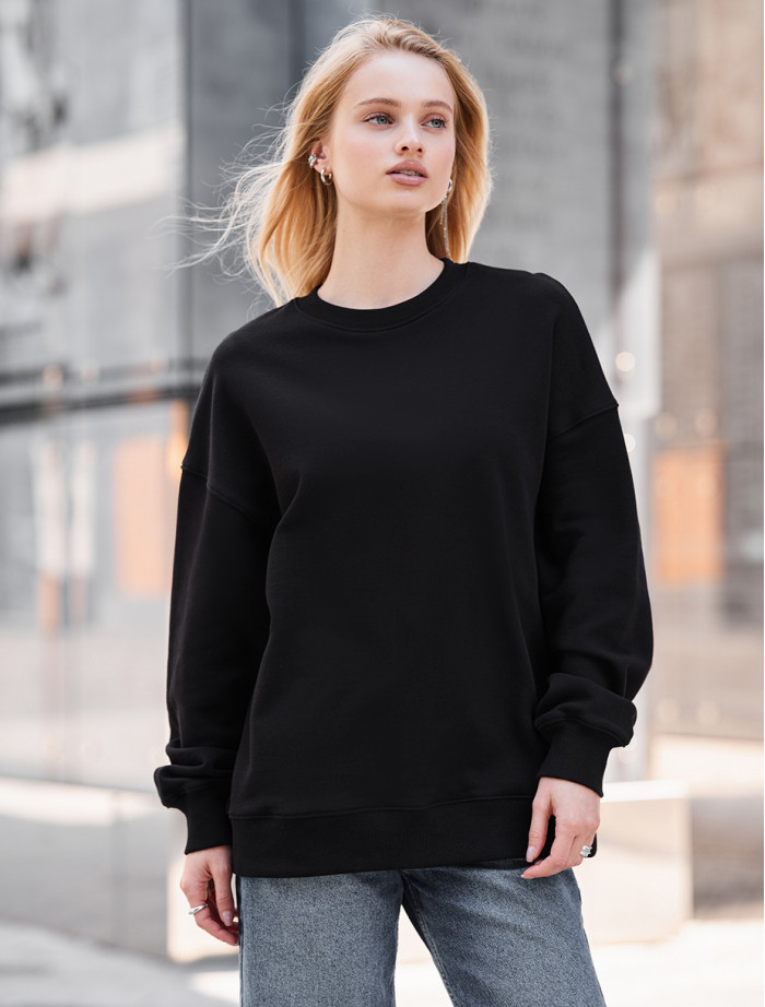 Bluza Staff lay black oversize fleece