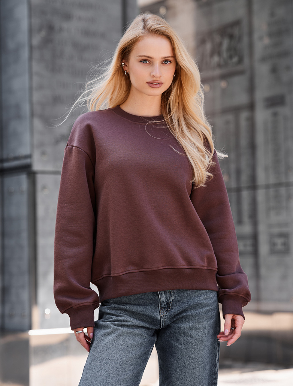 Bluza Staff lay dark brown oversize fleece
