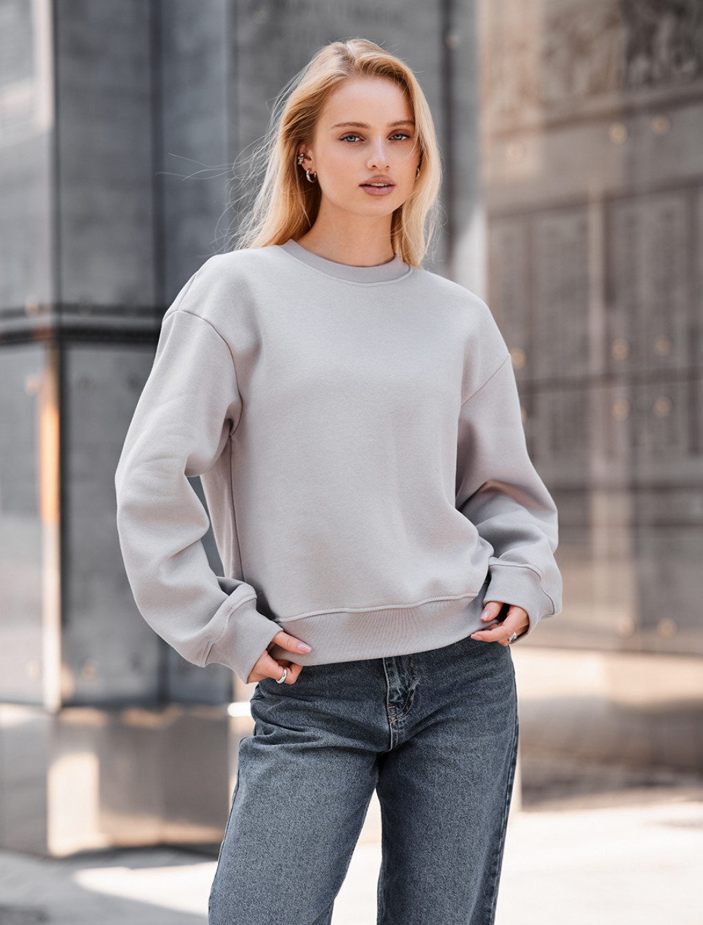 Bluza Staff lay light gray oversize fleece