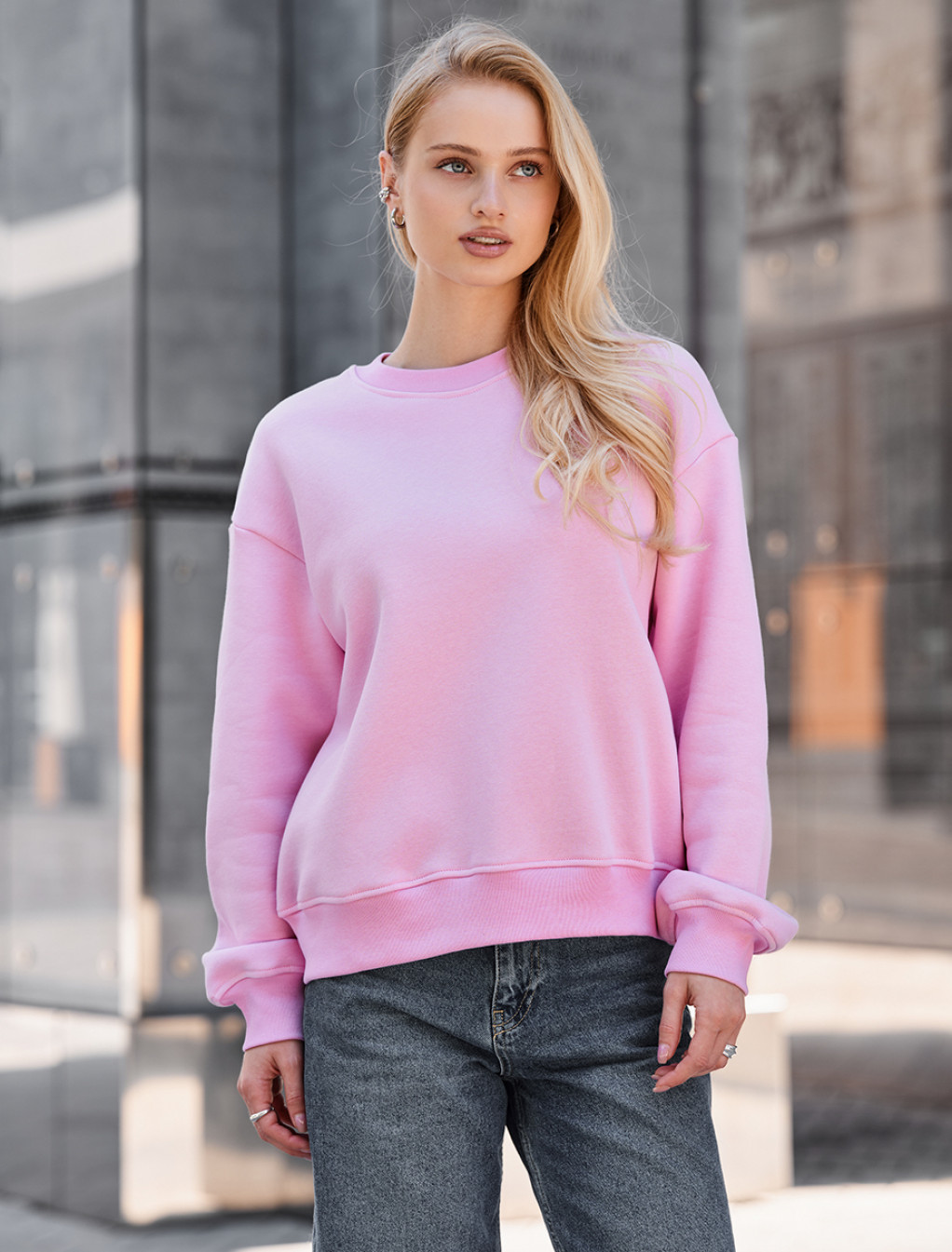 Bluza Staff lay pink oversize fleece