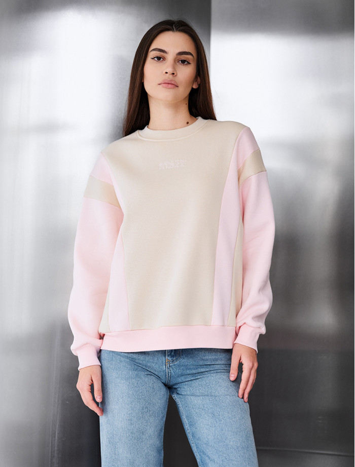 Bluza Staff ler beige & poink oversize fleece