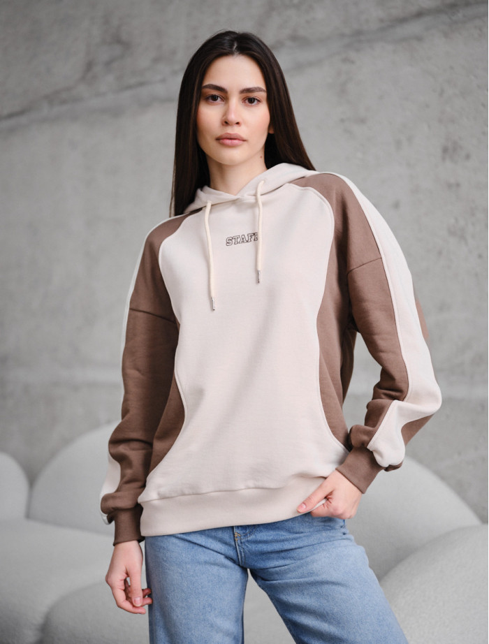 Bluza Staff bye light beige & brown oversize