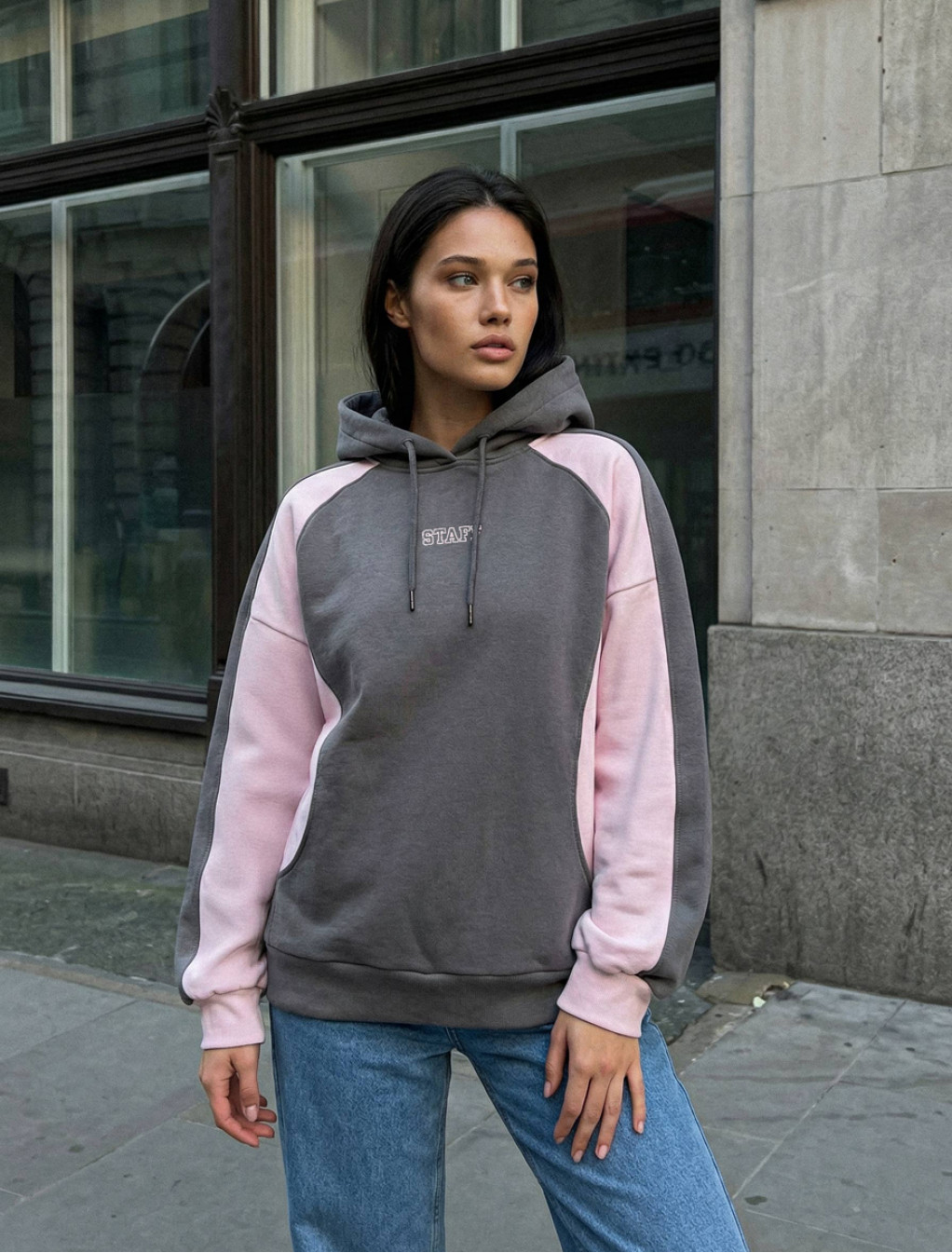 Bluza Staff bye gray & pink oversize