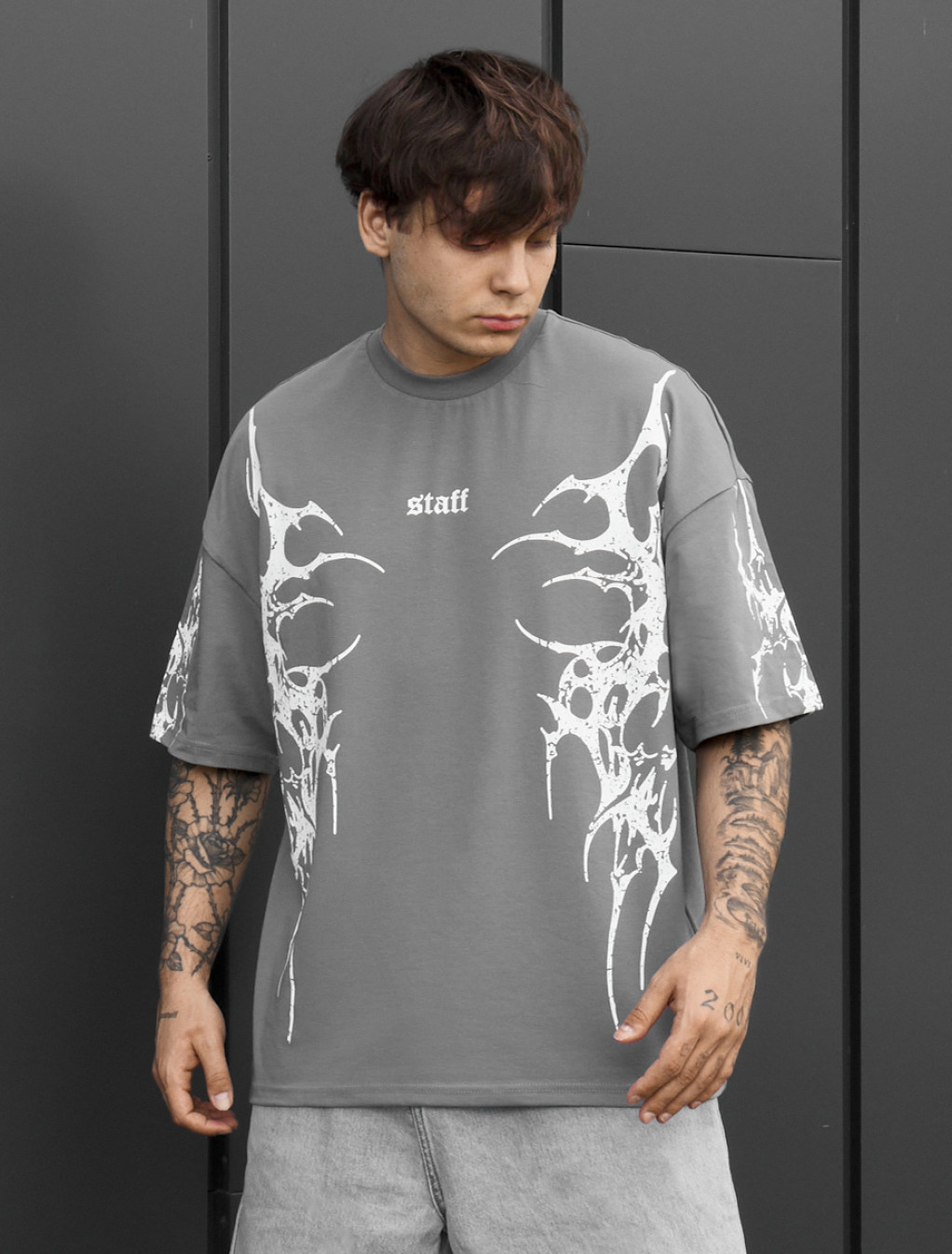 Koszulka Staff logo gray & white