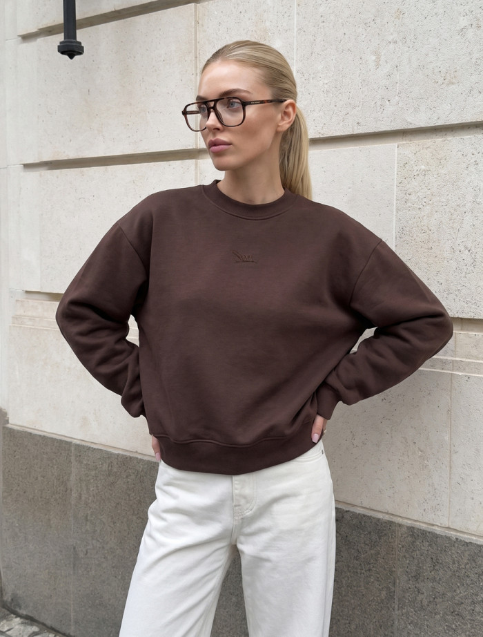 Bluza Staff lay brown logo oversize fleece