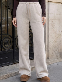 Spodnie Staff pat light beige melange fleece