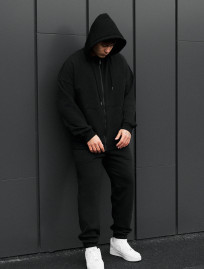 Dres Staff wit zip black oversize fleece