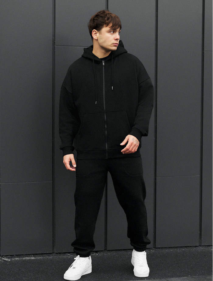 Dres Staff wit zip black oversize fleece