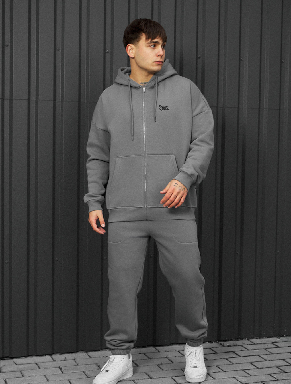 Dres Staff wit zip gray oversize fleece