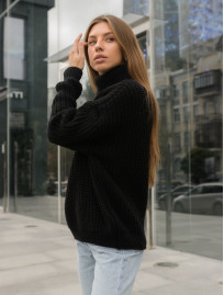 Damski sweter z dzianiny Staff black oversize