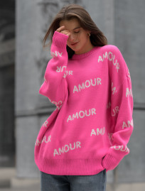 Damski sweter Staff amour pink oversize