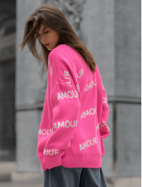 Damski sweter Staff amour pink oversize