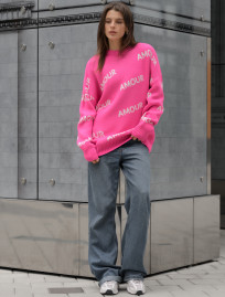 Damski sweter Staff amour pink oversize