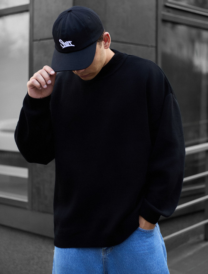 Dzianinowy sweter Staff all black oversize