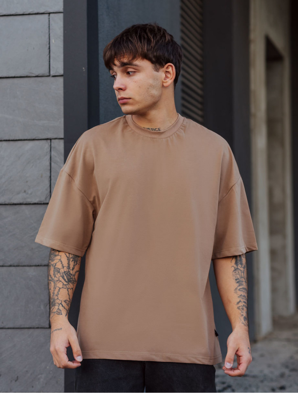 Koszulka Staff brown oversize basic