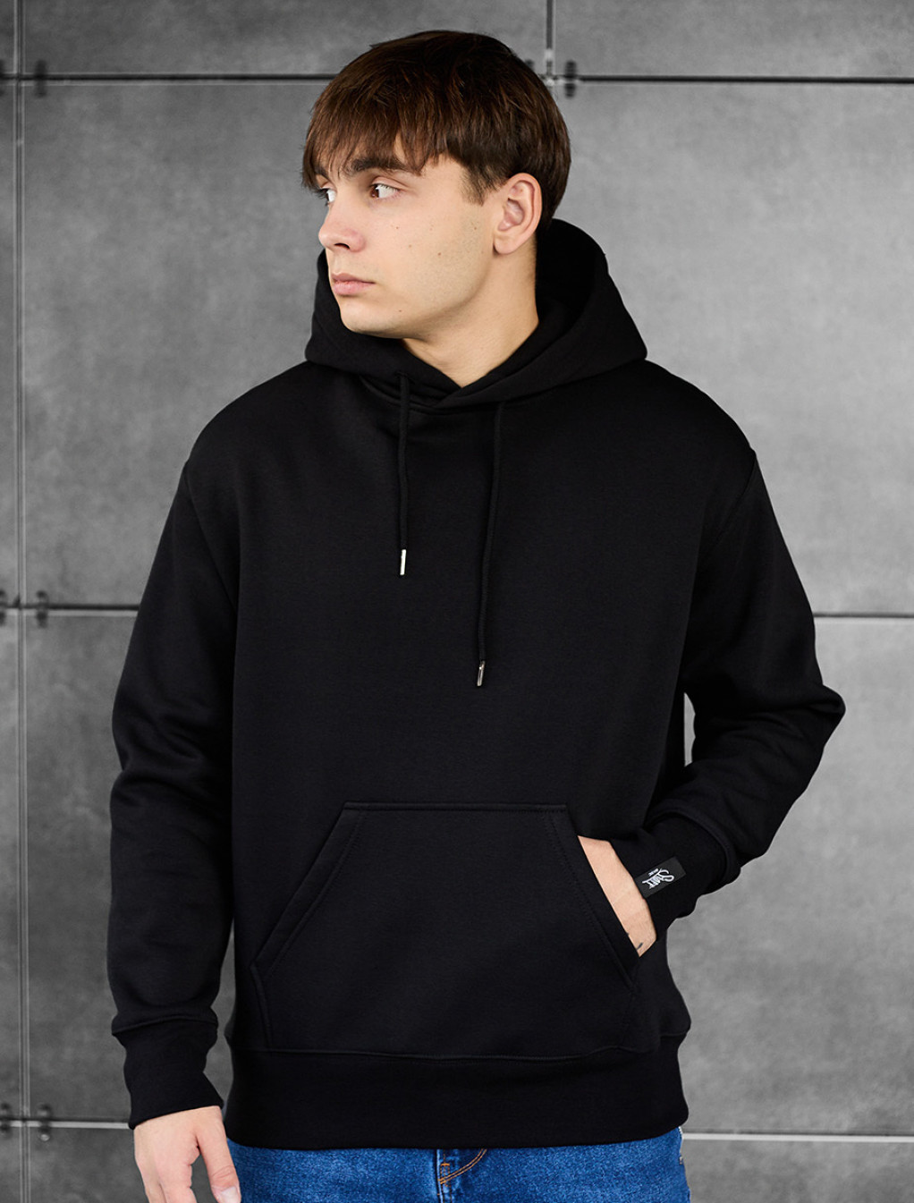 Bluza z kapturem Staff black basic oversize fleece