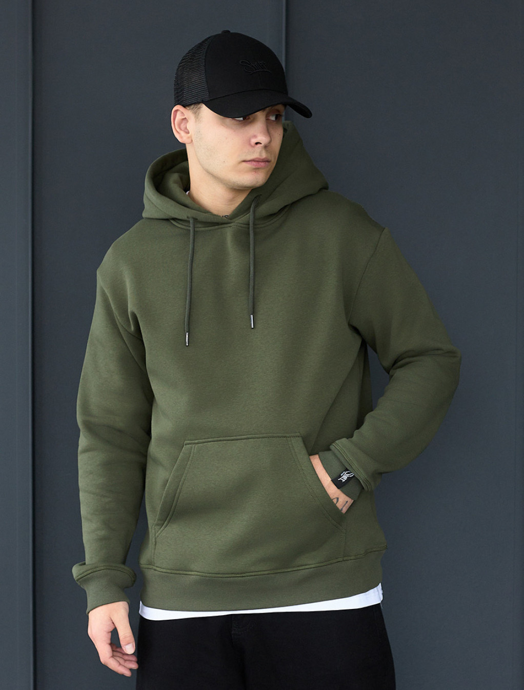 Bluza z kapturem Staff khaki basic fleece