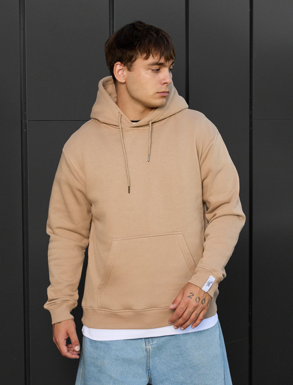 Bluza z kapturem Staff beige basic fleece