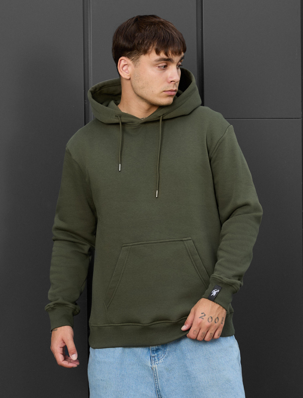 Bluza z kapturem Staff khaki basic fleece