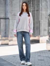 Bluzę Staff sim light gray & pink oversize fleece