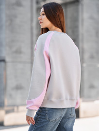 Bluzę Staff sim light gray & pink oversize fleece