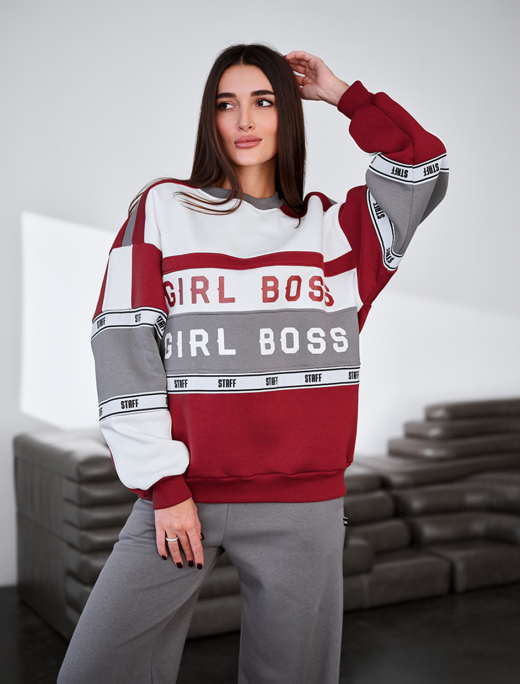 Bluza Staff girl boss 1 oversize fleece
