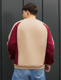 Bluza Staff lur beige & bordo reflective oversize fleece