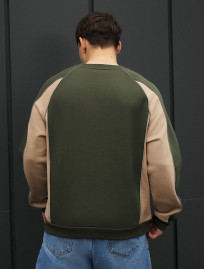 Bluza Staff lur khaki & beige reflective oversize fleece