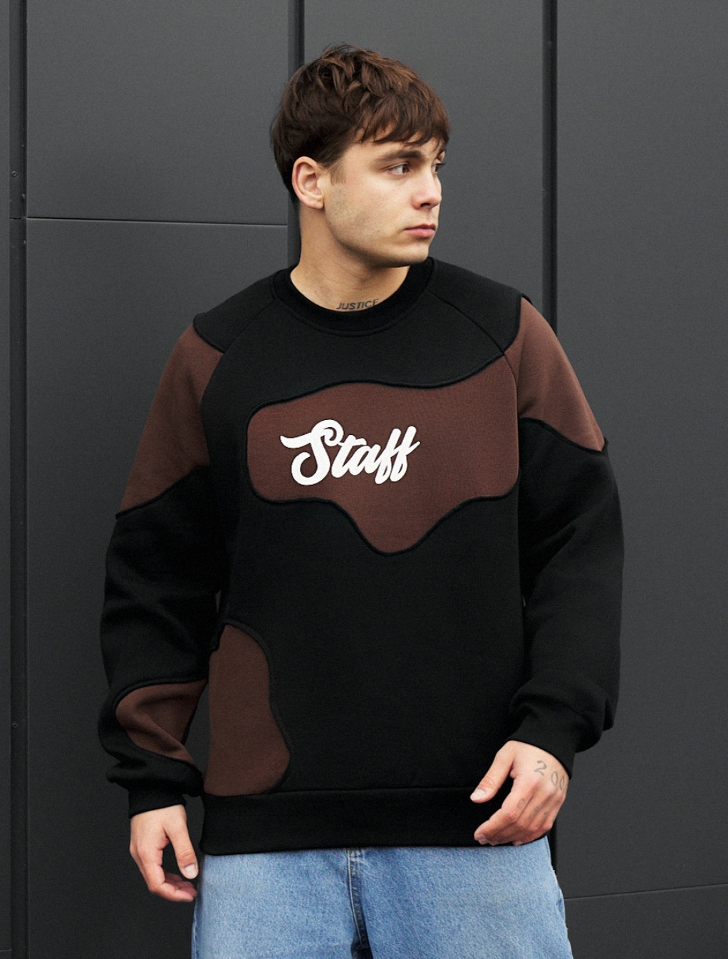 Bluza Staff ws black & brown oversize fleece