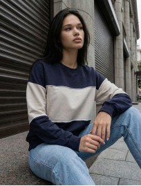 Bluza Staff of navy & light beige oversize