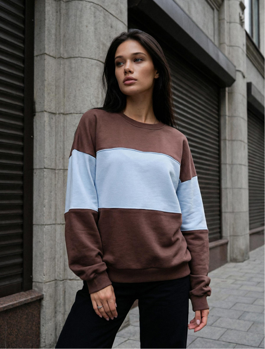 Bluza Staff of brown & light blue oversize