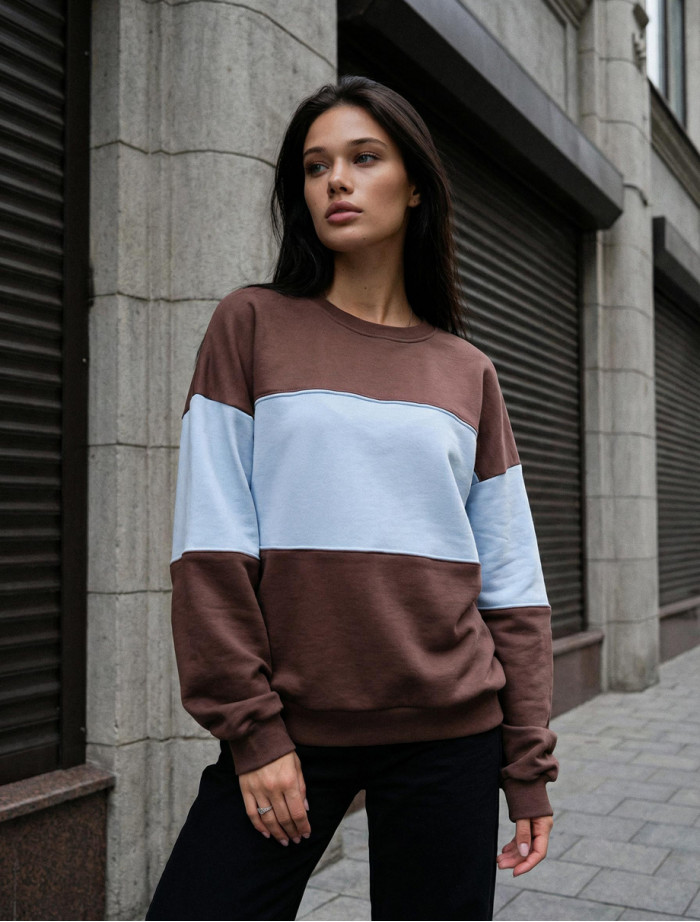 Bluza Staff of brown & light blue oversize