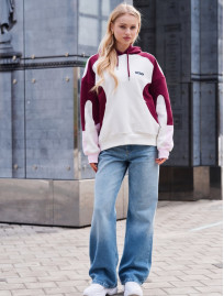 Bluza Staff logo milk & bordo oversize