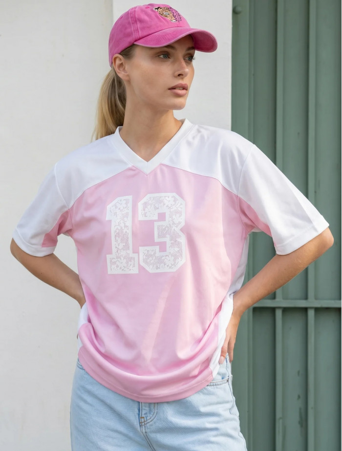 Koszulka Staff 13 powder & white oversize