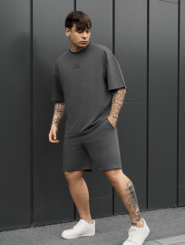 Komplet koszulka + spodenki Staff no dark gray oversize