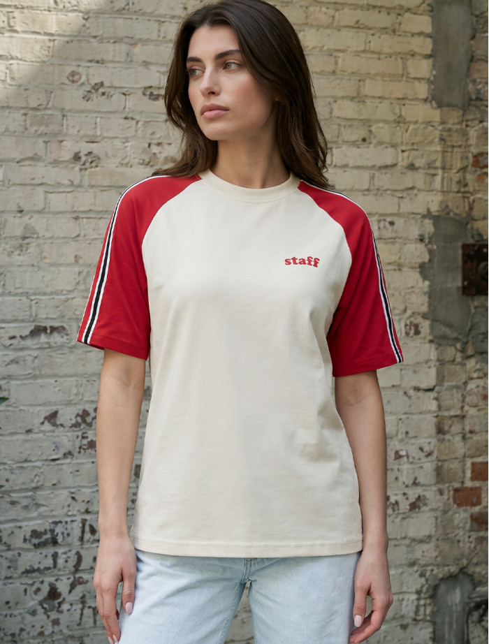 Koszulka Staff milk & red logo oversize