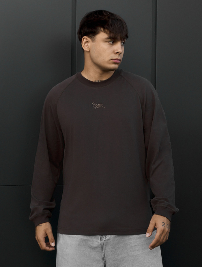 Longsleeve Staff dark brown logo