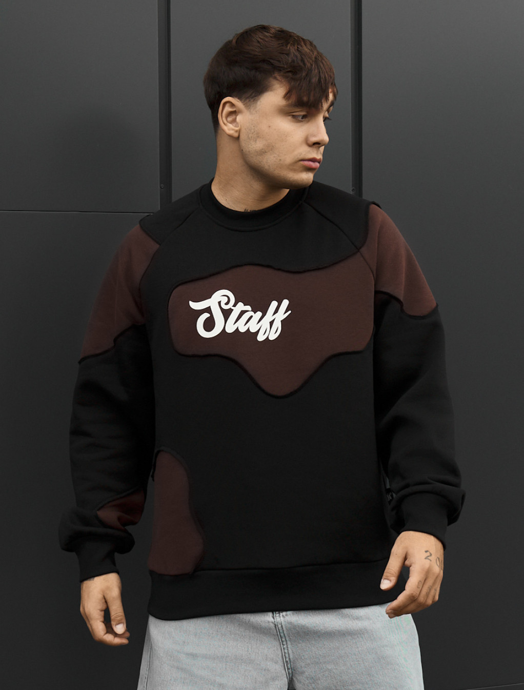 Bluza Staff ws black & brown oversize fleece
