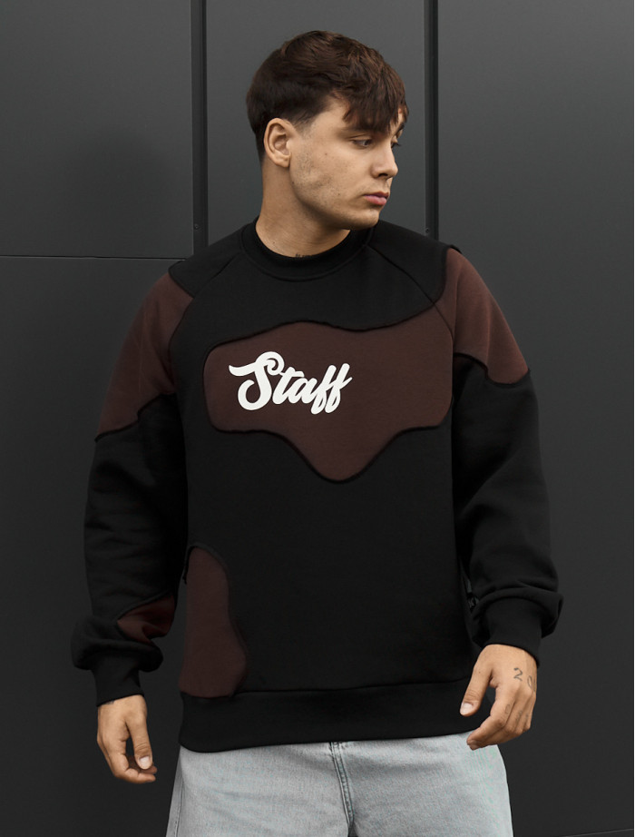 Bluza Staff ws black & brown oversize fleece