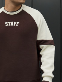 Bluza Staff logo brown & milk oversize fleece