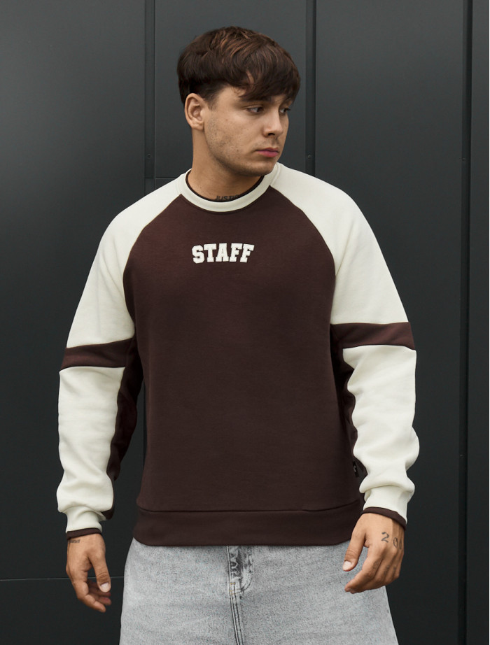 Bluza Staff logo brown & milk oversize fleece