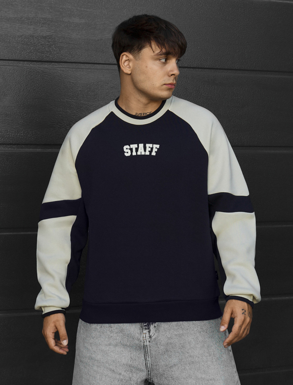 Bluza Staff logo navy & milk oversize fleece