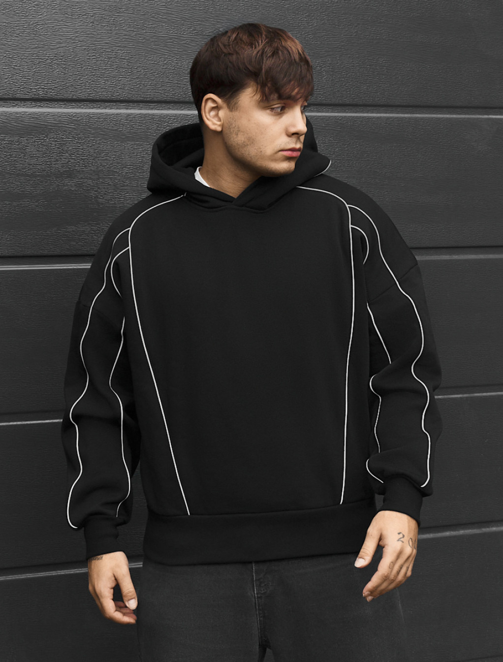 Bluza Staff black oversize reflective fleece