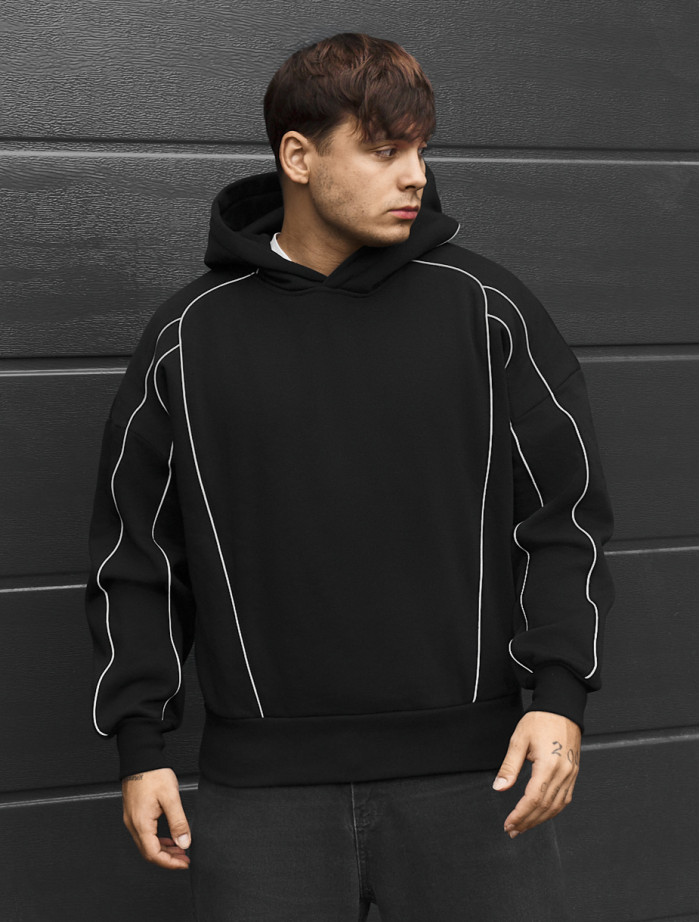 Bluza Staff black oversize reflective fleece