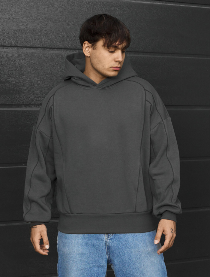 Bluza Staff dark gray oversize reflective fleece