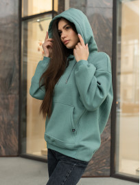 Damska bluza z kapturem Staff green basic oversize fleece