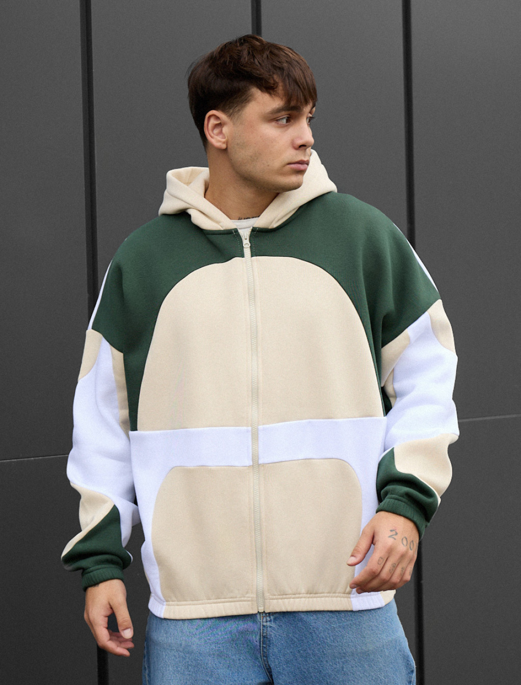 Bluza z kapturem Staff mix zip oversize fleece